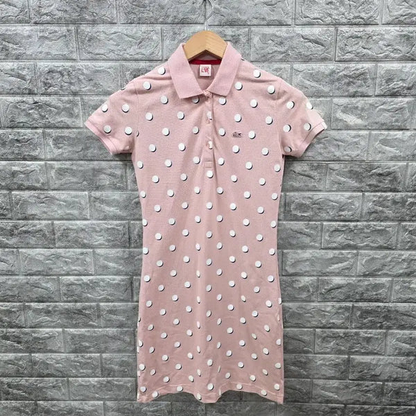 [BUNJANG] Lacoste Pink Polka Dot Collar Dress Size 85 / 라코스테 핑크 도트 카라 원피스  사이즈 85