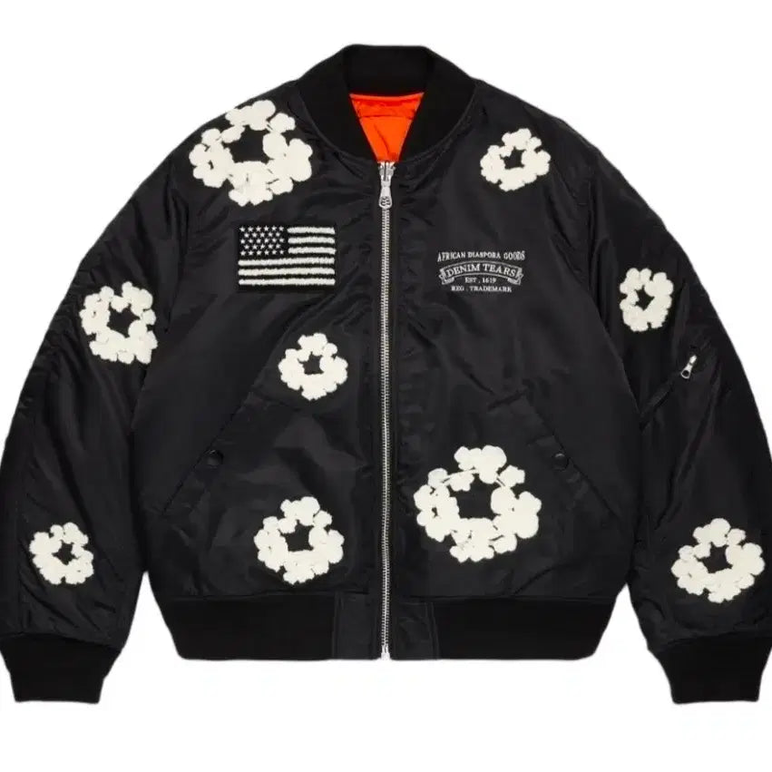 [BUNJANG] Denim Tears Flower Bomber Jacket Black / [L]데님 티어스 플라워 봄버 자켓 블랙