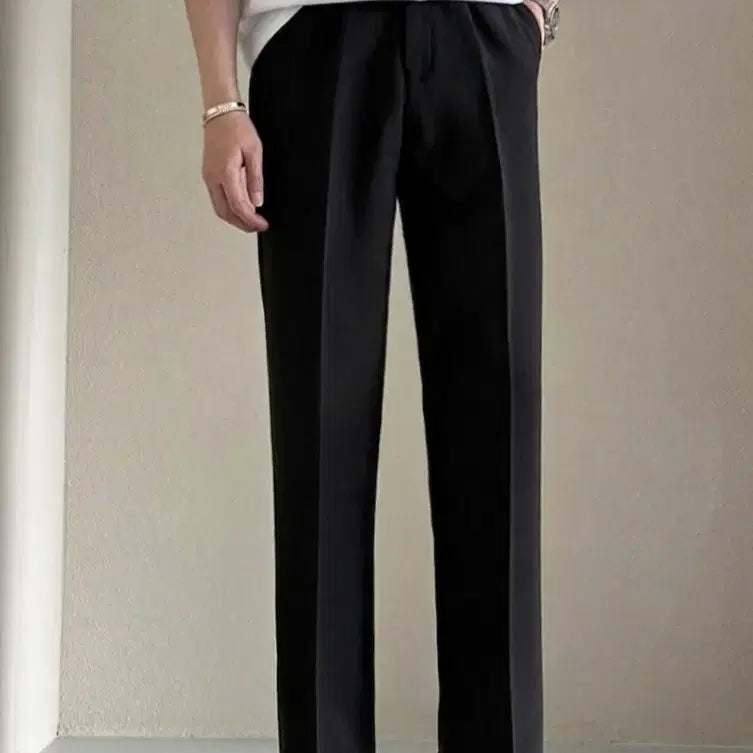 [BUNJANG] Unisex Summer Wide Leg Slacks - Black / 여름 남섬 슬랙스 블랙 새옷