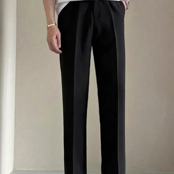 [BUNJANG] Unisex Summer Wide Leg Slacks - Black / 여름 남섬 슬랙스 블랙 새옷
