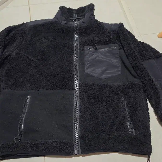 [BUNJANG] Attentionlow Black Fleece Zip-Up Jacket / [1(95~100)] 어텐션로우 왕지퍼 블랙 후리스 뽀글이 집업 자켓
