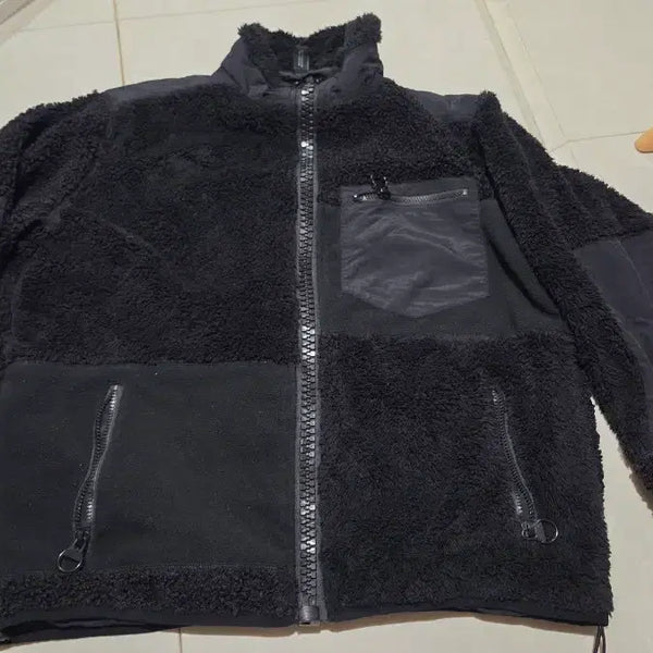[BUNJANG] Attentionlow Black Fleece Zip-Up Jacket / [1(95~100)] 어텐션로우 왕지퍼 블랙 후리스 뽀글이 집업 자켓
