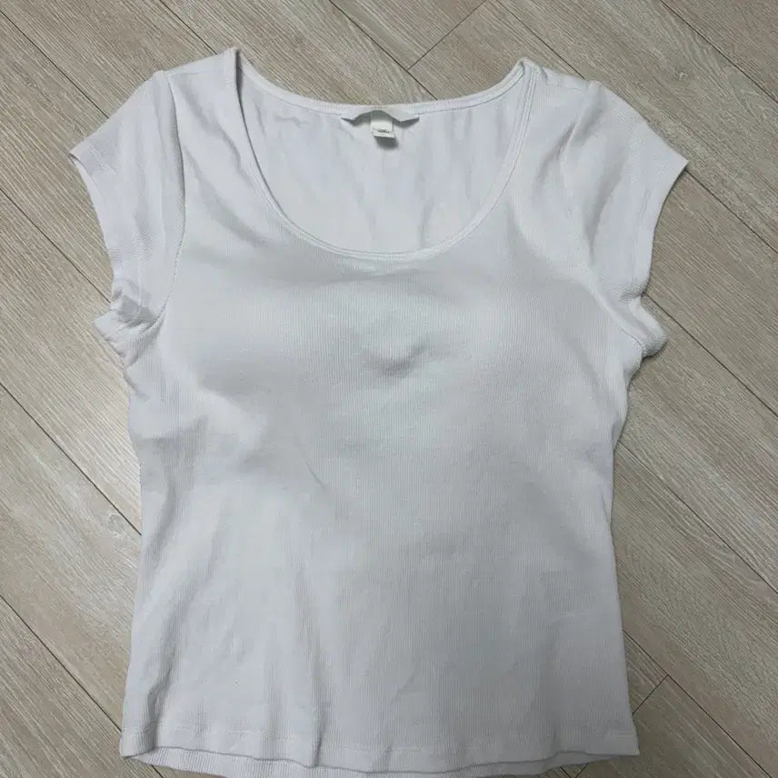 [BUNJANG] H&M Integral-Bra Cotton T-Shirt White (Size M) / M)H&M 내장탑 흰색 반팔티