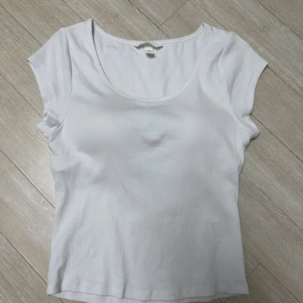 [BUNJANG] H&M Integral-Bra Cotton T-Shirt White (Size M) / M)H&M 내장탑 흰색 반팔티