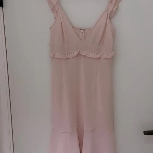 [BUNJANG] Ruffle Bustier Long Dress - Pink / 러플 뷔스티에 롱 원피스 핑크