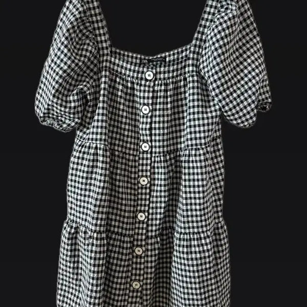 [BUNJANG] Zara Square Neck Checkered Dress XS / (반택포) zara 자라 스퀘어넥 체크원피스
