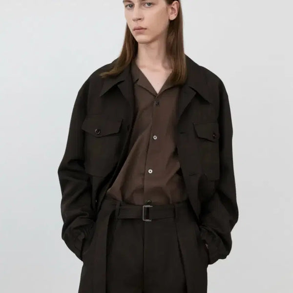 [BUNJANG] INSILENCE 22FW SASAKI Pointed Collar Blouson + Belted Pants Set Up (Brown) / 인사일런스 22fw sasaki 포인티드 칼라 블루종+벨티드 팬츠 셋업 L, M