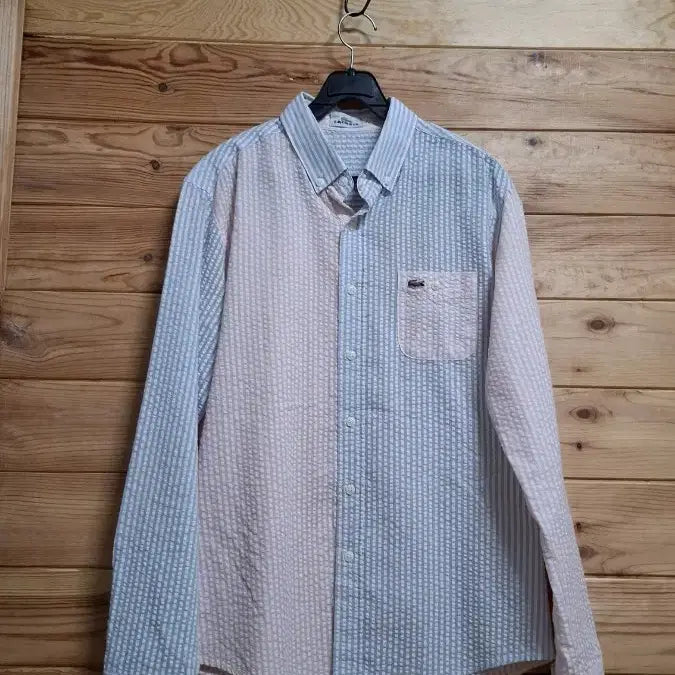 [BUNJANG] Lacoste Colorblock Seersucker Shirt / 라코스테 지지미 배색 남방