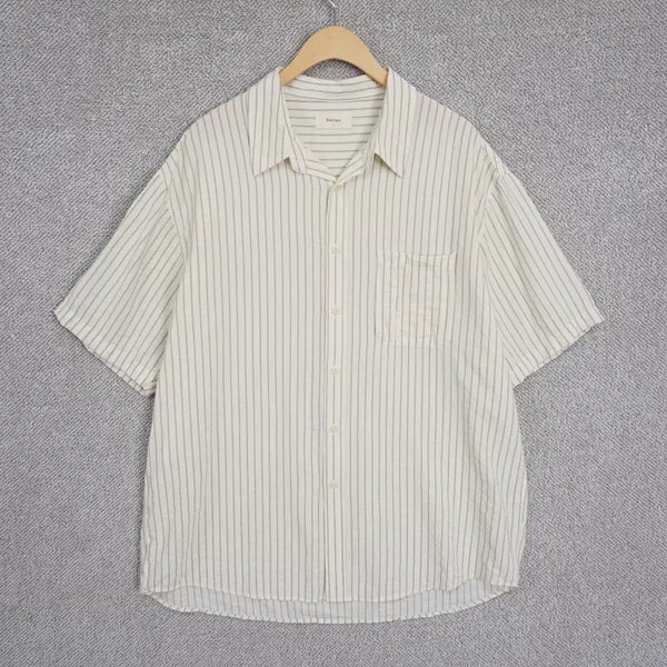 [BUNJANG] Fabrega 25SS Mandarin Stripe Short Sleeve Shirt Butter Size 4 / 파브레가 25SS 만다린 스트라이프 반팔 셔츠 버터 4size