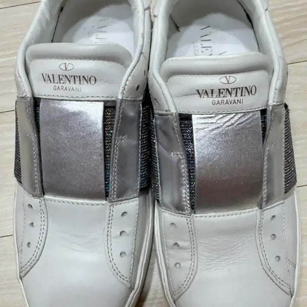 [BUNJANG] Valentino Garavani Silver-Tone White Sneakers / 정품발렌티노 새거급가라바니 실버톤화이트스니커즈