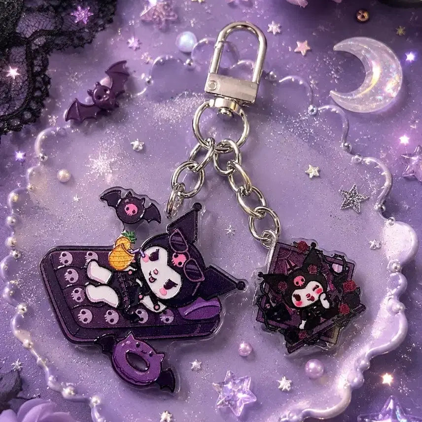 [BUNJANG] Kuromi Acrylic Mini Keyring Handmade / 쿠로미 다꾸 아크릴 미니 키링