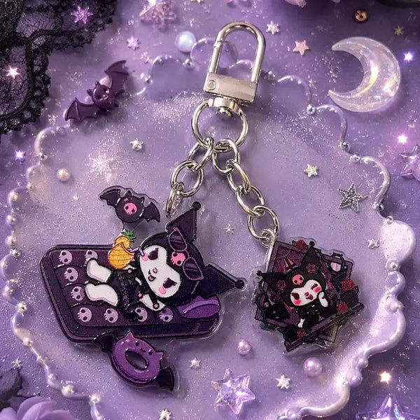[BUNJANG] Kuromi Acrylic Mini Keyring Handmade / 쿠로미 다꾸 아크릴 미니 키링