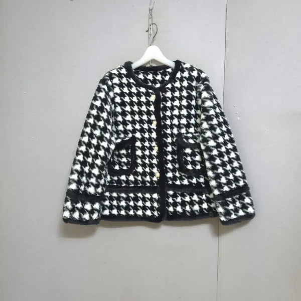 [BUNJANG] Tweed Pattern Padded Coat / 트위드무늬 포근안쪽누빔 코트 F   n8005