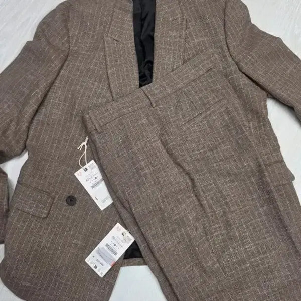 [BUNJANG] Zara Brown Check Setup Suit Set / 자라 브라운체크 셋업 정장