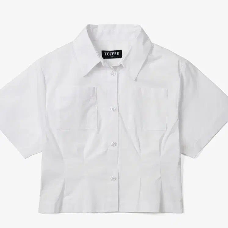 [BUNJANG] White Cropped Short Sleeve Shirt M / 크롭 반팔 셔츠 화이트m