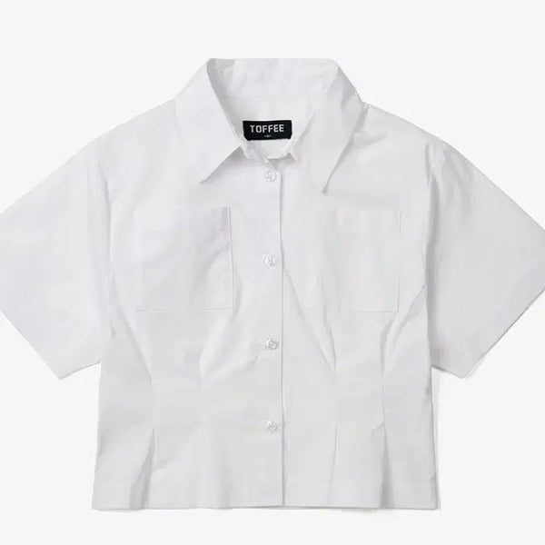[BUNJANG] White Cropped Short Sleeve Shirt M / 크롭 반팔 셔츠 화이트m