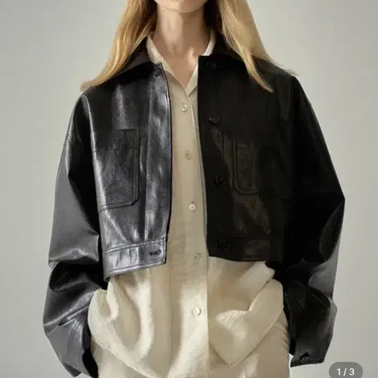 [BUNJANG] Facade Pattern Leather Work Jacket / 파사드패턴 레더 워크 자켓