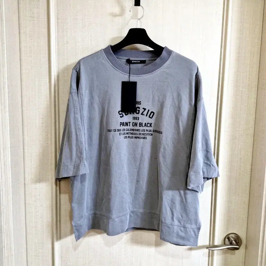 [BUNJANG] Songzio Collection Paint On Black Dolman Oversized T-Shirt / 송지오 컬렉션 페인트 온 블랙 돌먼 오버핏 티셔츠 48