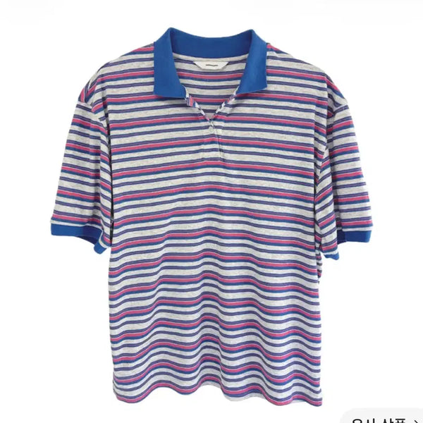 [BUNJANG] Non-Nod Summer Polo Shirt Multi Stripe / [1] 논노드 섬머 폴로 셔츠 멀티 스트라이프