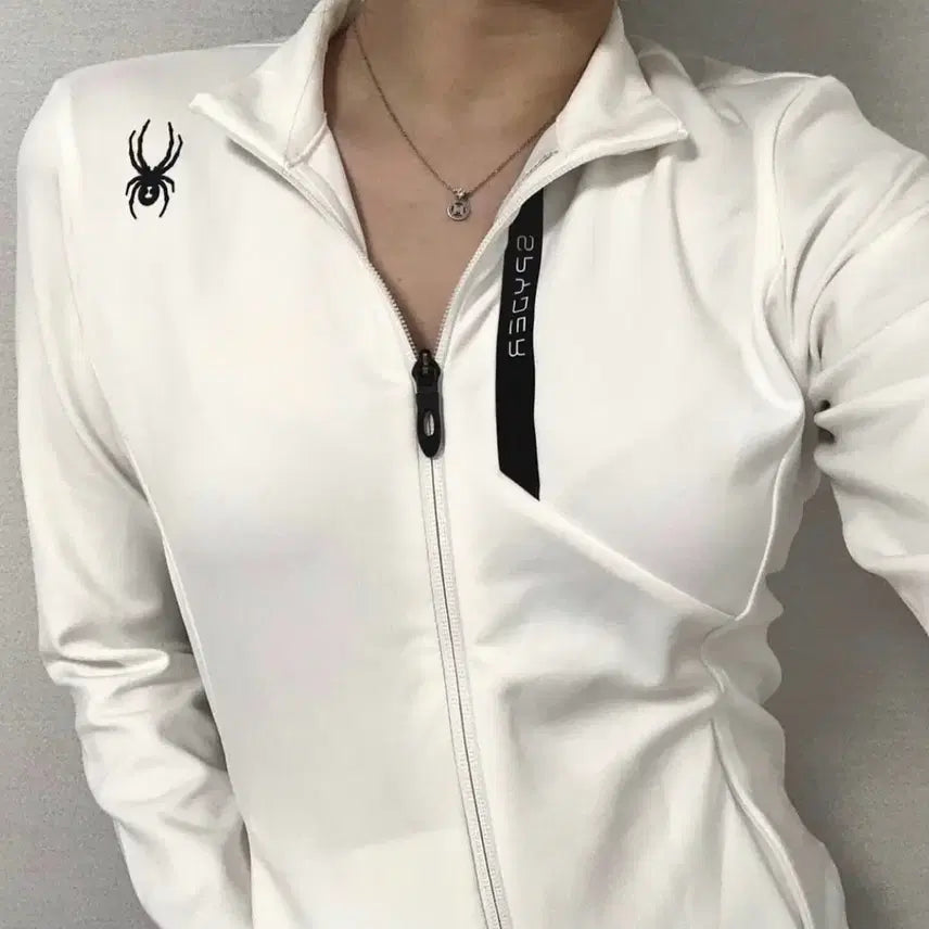 [BUNJANG] Spider Women's Jersey Zip-Up Outerwear - White / 여성M/스파이더 져지/집업/교복아우터/화이트/브랜드/옷