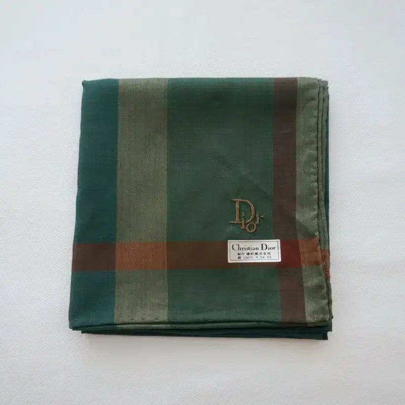 [BUNJANG] Dior Check Handkerchief - Green / 디올 체크 손수건-그린