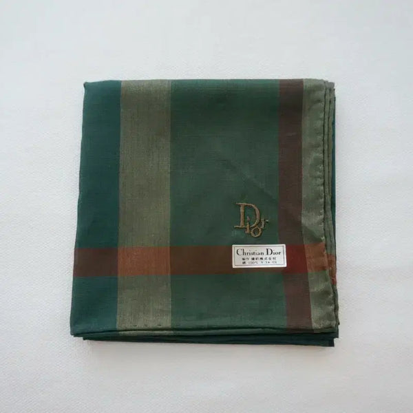 [BUNJANG] Dior Check Handkerchief - Green / 디올 체크 손수건-그린