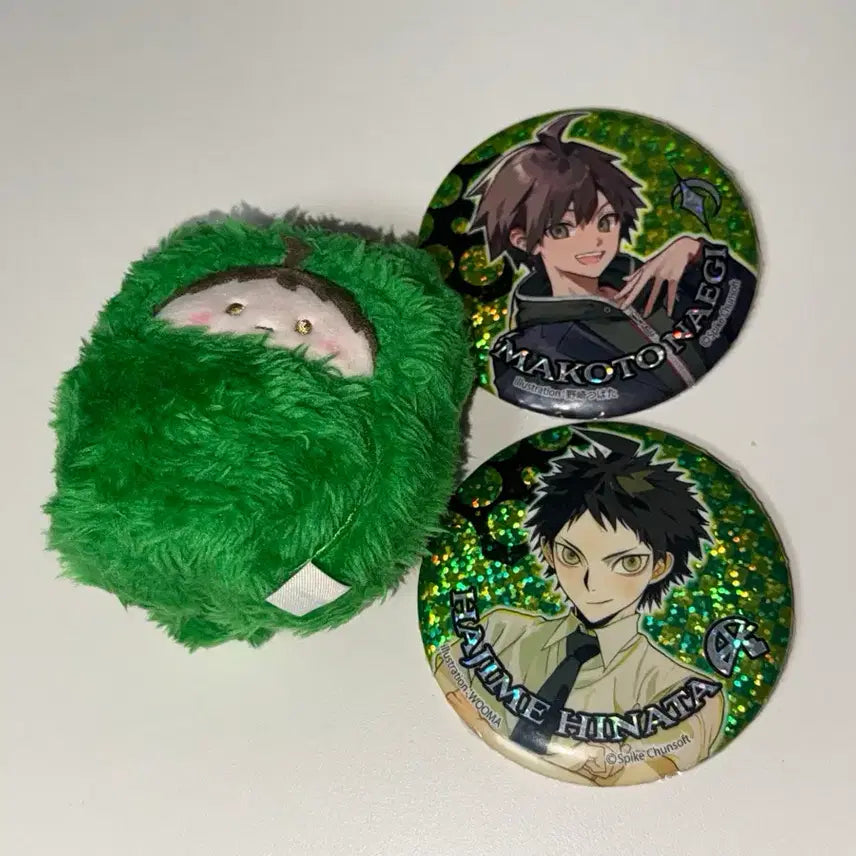 [BUNJANG] Danganronpa Hajime Hinata & Makoto Naegi Tapestry Plush & Can Badge Bundle Set / 일괄) 슈퍼 단간론파 타피누이, 캔뱃지 히나타 하지메 + 나에기 마코토 캔뱃지