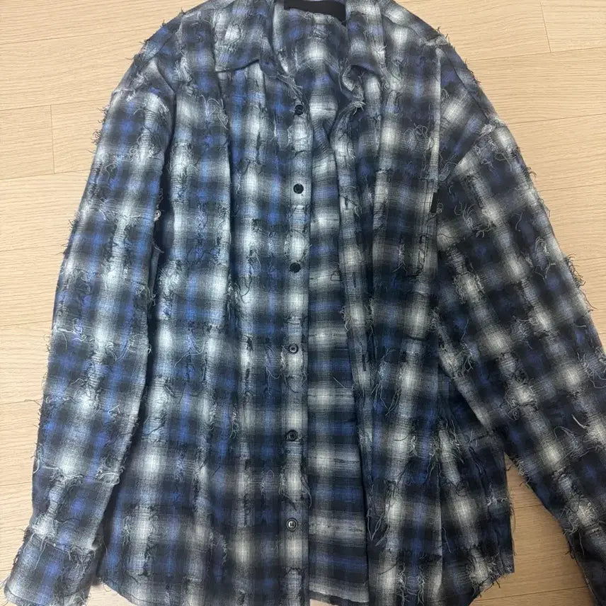 [BUNJANG] Juun.J Grid Check Shirt Blue 48 / 준지 그리드 체크셔츠 블루 48