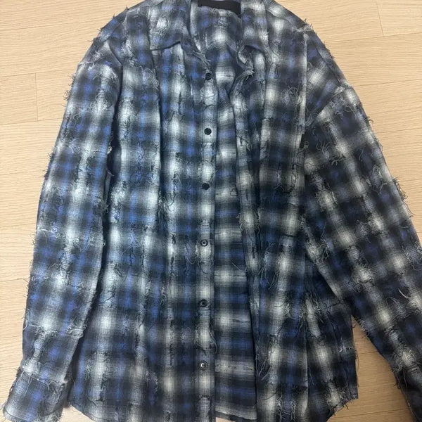[BUNJANG] Juun.J Grid Check Shirt Blue 48 / 준지 그리드 체크셔츠 블루 48
