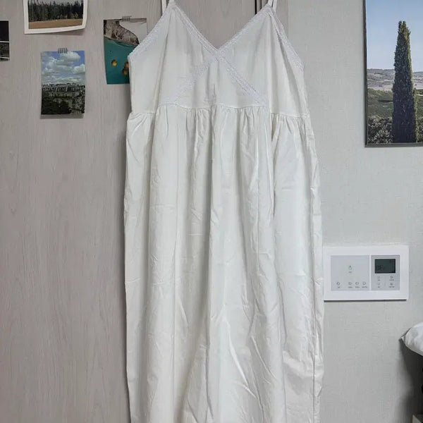 [BUNJANG] White Lace Strap Long Dress / 화이트 레이스 끈 원피스 임산부 가능
