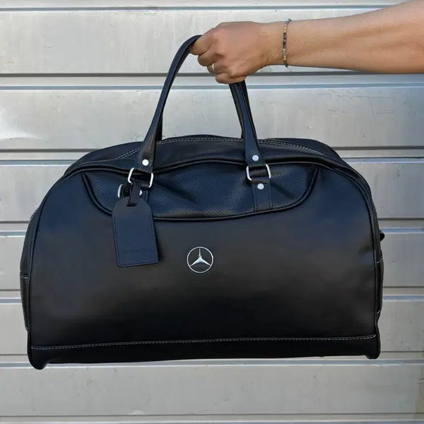 [BUNJANG] Mercedes-Benz Vintage Leather Boston Bag Black / 메르세데스 벤츠(Benz) 빈티지 레더 블랙 보스턴백