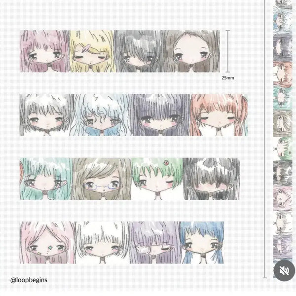[BUNJANG] Rubbins Girl Washi Tape / 룹비긴즈 소녀 마테띵