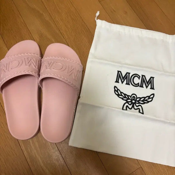 [BUNJANG] MCM Logo Slides Pink Size 240 / mcm 슬리퍼 240