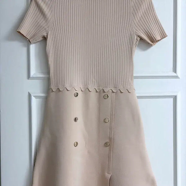 [BUNJANG] Sandro Beige Button Mini Dress / 산드로 베이지 단추 원피스
