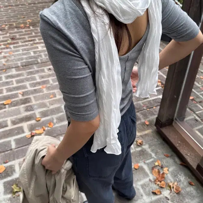 [BUNJANG] Breeze Archive Rutz Scarf White / 브리즈 아카이브 Rutz Scarf 스카프 화이트