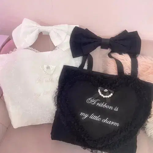 [BUNJANG] Ankrouse Lace Heart Big Tote Bag / 앙크루즈 레이스 하트 빅 토트백 가방