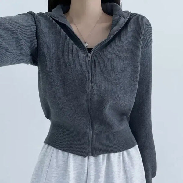 [BUNJANG] Gray Knit Zip-Up / 에이블리 니트 집업