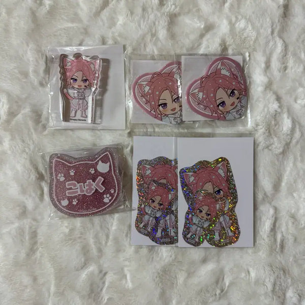 [BUNJANG] Ensemble Stars! Nanajatown Collaboration Oukawa Kohaku Crazy:B Name Acrylic Stand & Hologram Sticker Set / 앙스타 난쟈타운 콜라보 오우카와 코하쿠 크레이지비 코롯토 오나마에 하트 캔뱃지 홀로그램 스티커 냥자타운 아크릴 고양이 네임