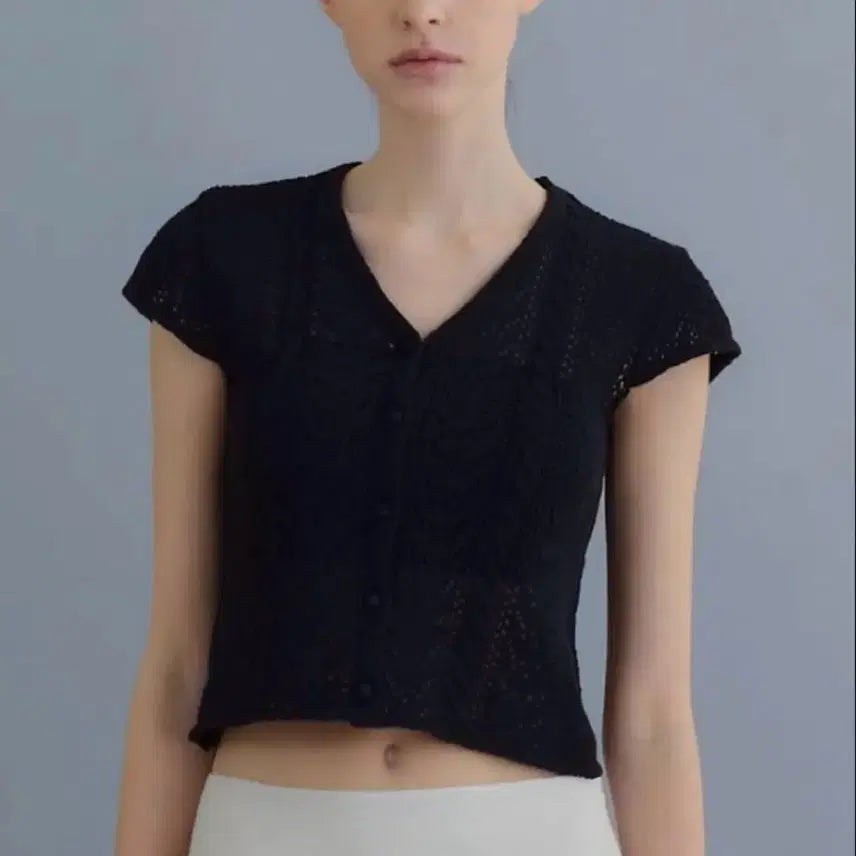 [BUNJANG] Fyeo Cropped Crochet Short Sleeve Cardigan Knit / Fyeo 포유온 크로쉐 반팔 가디건 반팔니트 sie 시에 유메르 루에브르