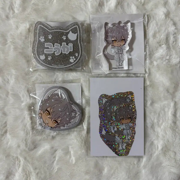 [BUNJANG] Ensemble Stars! NanJyaTown Collaboration Ogami Koga UNDEAD Korotto Name Acrylic Charm & Hologram Sticker Set / 앙스타 난쟈타운 콜라보 오오가미 코가 언데드 코롯토 오나마에 하트 캔뱃지 홀로그램 스티커 냥자타운 아크릴 고양이 네임