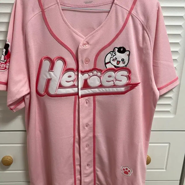 [BUNJANG] Kiwoom Heroes Chunbae Pink Jeong Hyun-woo Baseball Uniform 95 / 미착용)키움 춘배 핑크 정현우 유니폼 95 팝니다