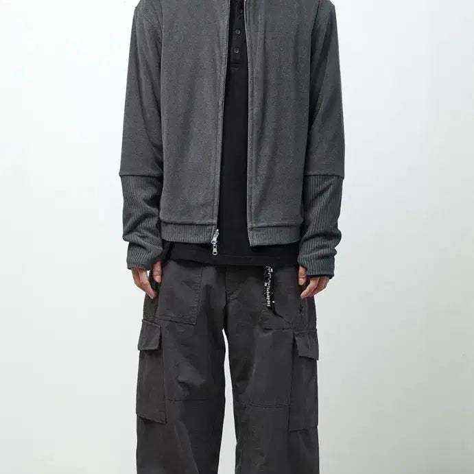 [BUNJANG] HAECHING ROOM Reversible Layer Cardigan Charcoal XL / 해칭룸 리버시블 레이어 가디건 차콜 XL