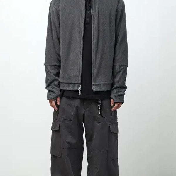 [BUNJANG] HAECHING ROOM Reversible Layer Cardigan Charcoal XL / 해칭룸 리버시블 레이어 가디건 차콜 XL