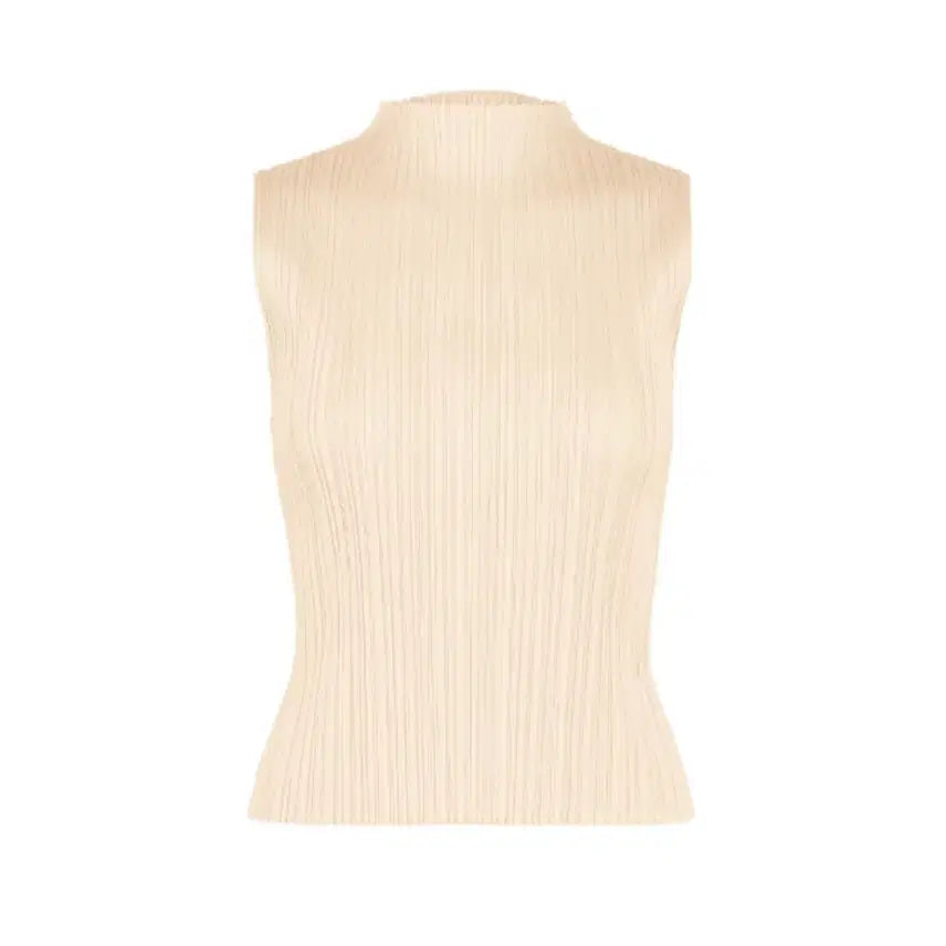[BUNJANG] Pleats Please August Monthly Turtleneck Sleeveless Top Off-White Size 3 / 플리츠플리즈 8월 먼슬리 반목 나시 탑