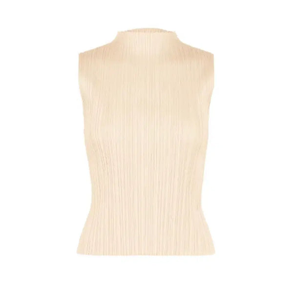 [BUNJANG] Pleats Please August Monthly Turtleneck Sleeveless Top Off-White Size 3 / 플리츠플리즈 8월 먼슬리 반목 나시 탑