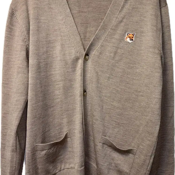 [BUNJANG] Maison Kitsune Fox Head Wool Cardigan Beige / 메종키츠네 폭스헤드 니트 가디건 베이지