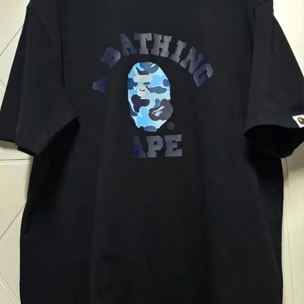 [BUNJANG] A BATHING APE ABC Camo College T-shirt Black/Blue L / 베이프 ABC 카모 콜리지 티셔츠  블랙/블루 L