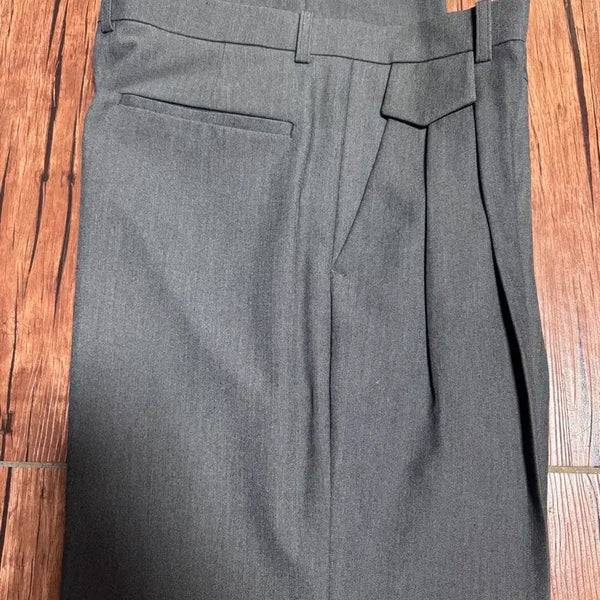 [BUNJANG] Signature Two-Tuck Wide Slacks Grey S / 시그니처 투턱 와이드 슬랙스 그레이 S