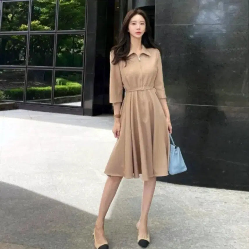 [BUNJANG] MIMIWOR Career Dress Beige Size 55 / 미미워(MIMIWOR) 커리어원피스 55 새상품