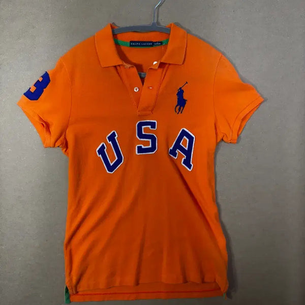 [BUNJANG] Polo Ralph Lauren USA Short Sleeve Polo Shirt - Orange, Size S / 폴로 랄프로렌 오렌지 USA 반팔 카라티